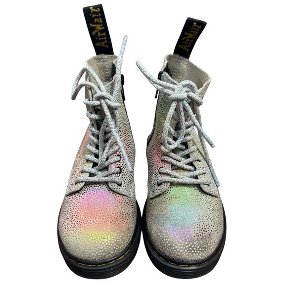 Dr. Martens Girls 1460 Pascal Iridescent Rainbow Suede Zipper Boots Size 11 - Picture 5 of 9